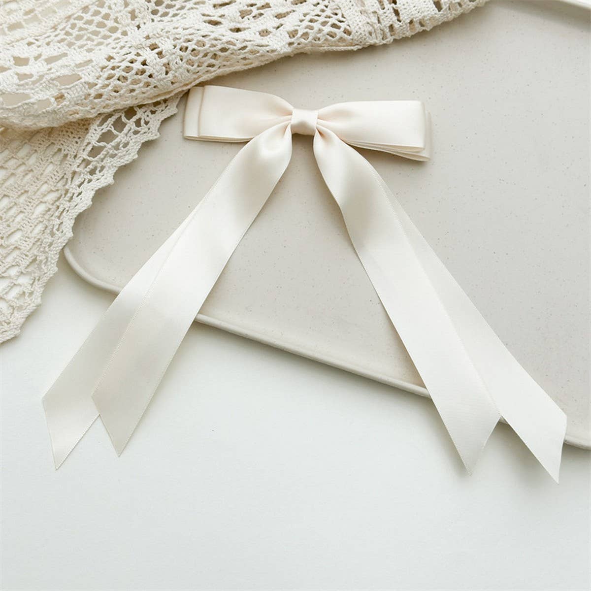 DOUBLE-LAYER BOW RIBBON TASSEL HAIR ACCESSORIES