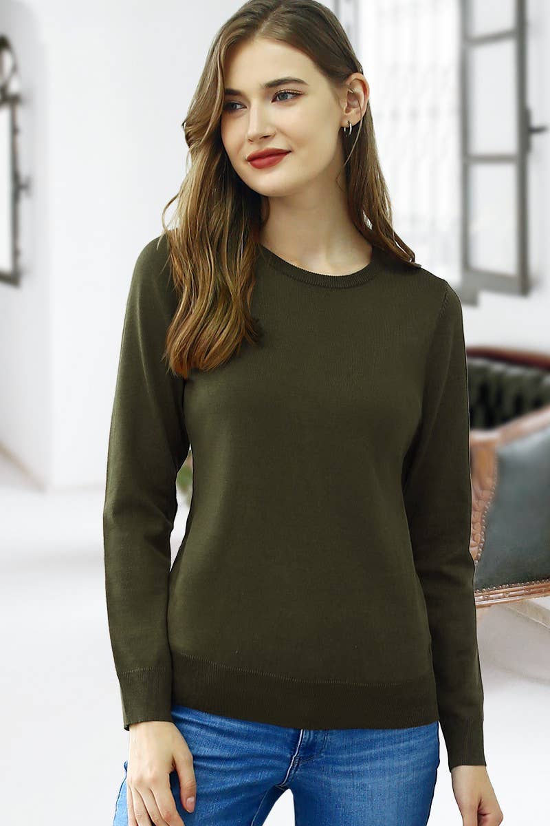 AWOSWL283_LONG SLEEVE CREW NECK PULLOVER SWEATER