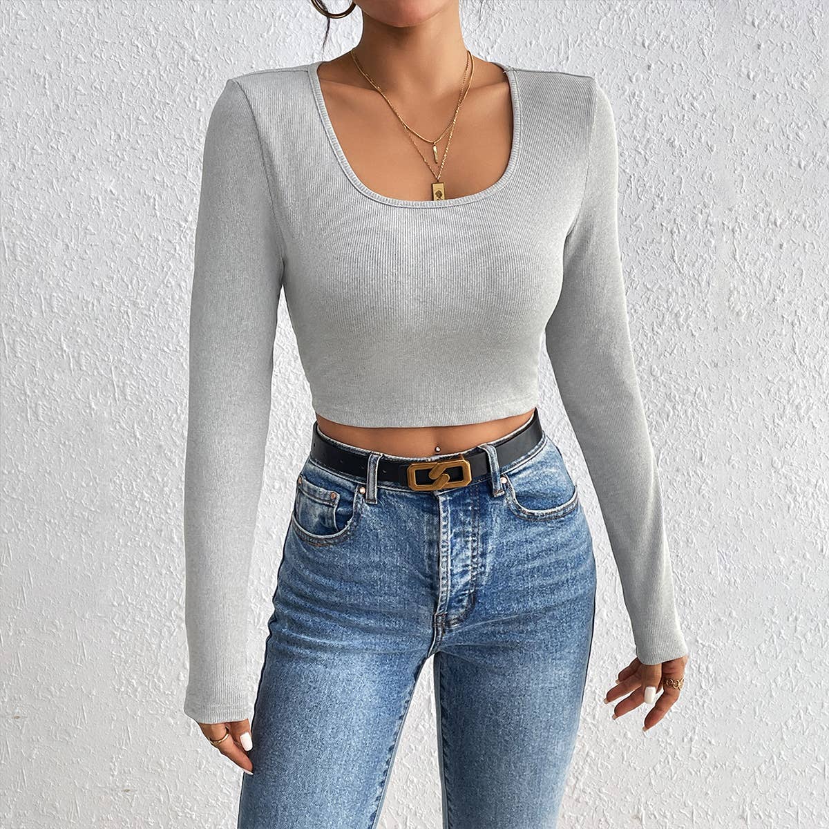 SOLID COLOR SLIM SEXY LONG-SLEEVED KNITWEAR