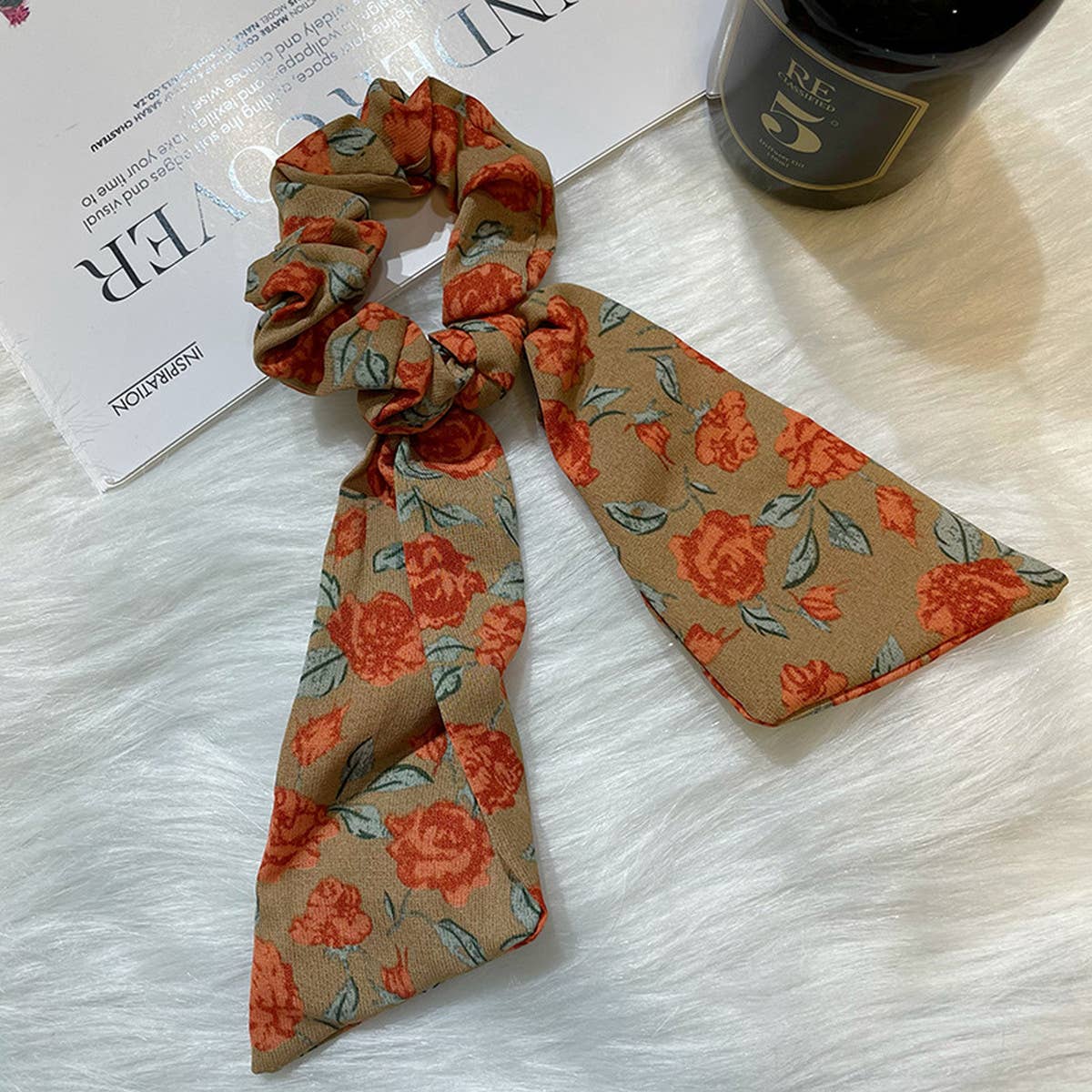 WOMEN FLORAL RIBBON HAIR ROPE_CWAHA0760