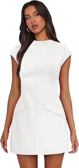 Round-neck tight-fitting short-sleeved dress