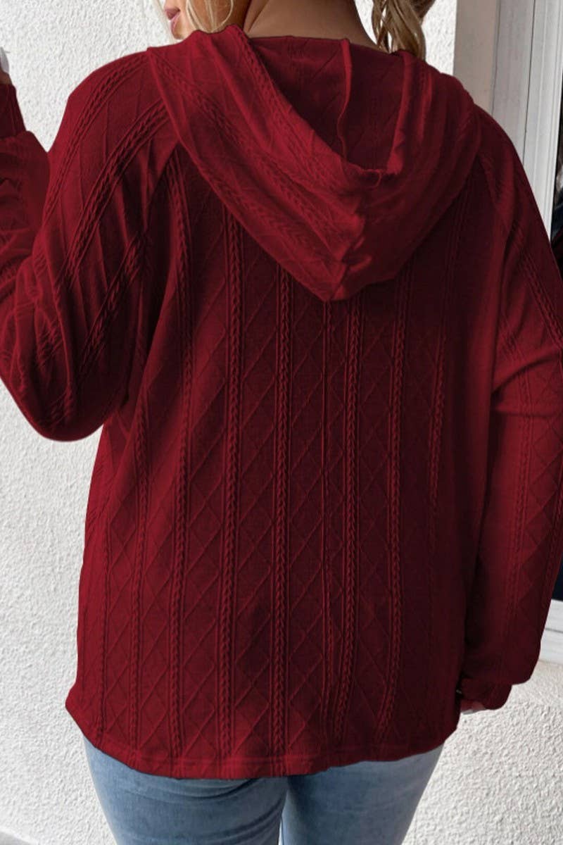 CWOHOL00634_SOLID COLOR HOODED LOOSE-FITTING SWEATSHIRT