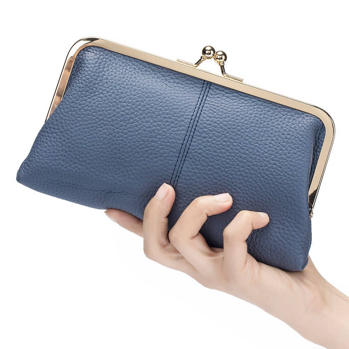 GENUINE LEATHER SIMPLE FASHION CLIP BAG LONG WALLET_CWAB3739