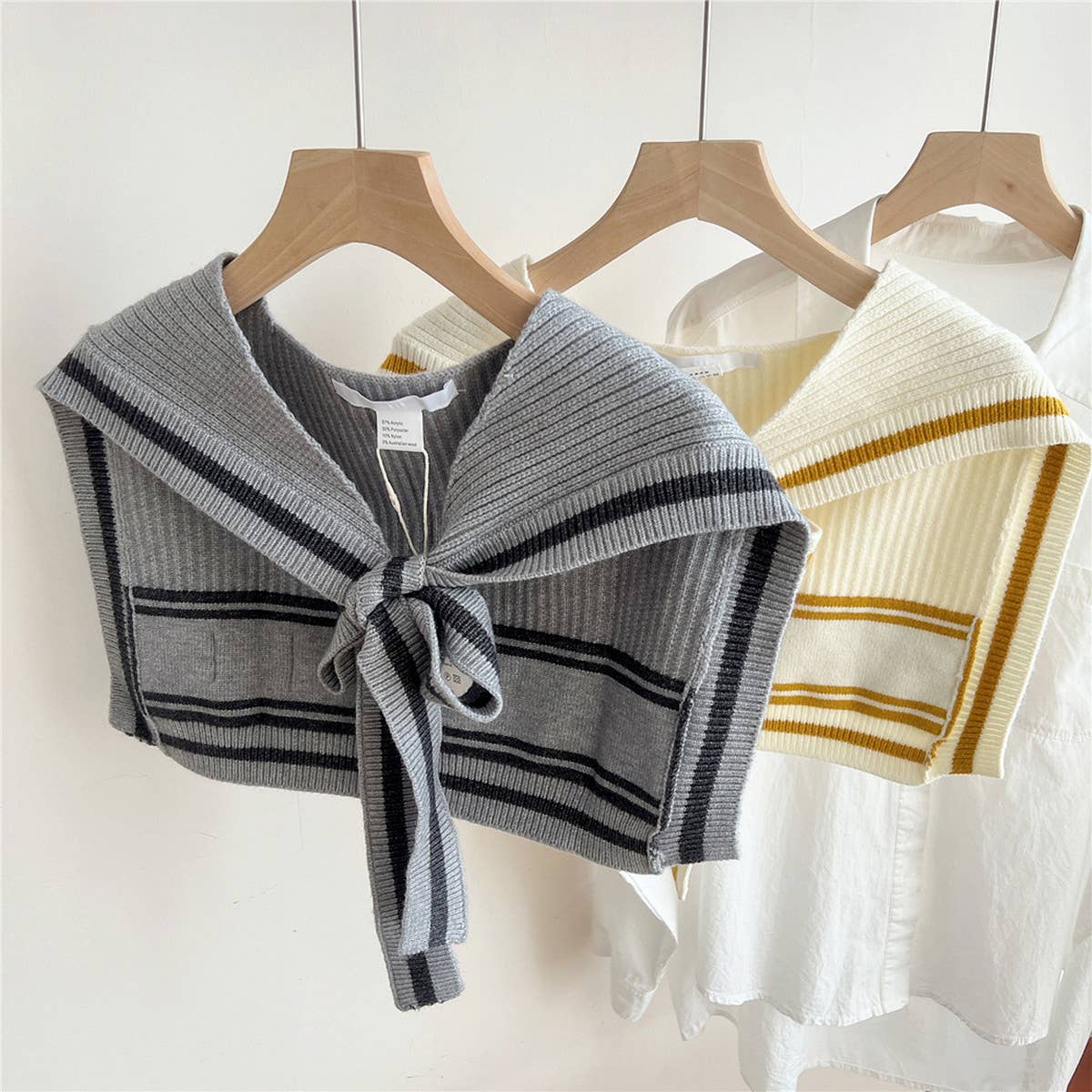 Knit Knot Shawl ? Striped Collar Wrap for Women