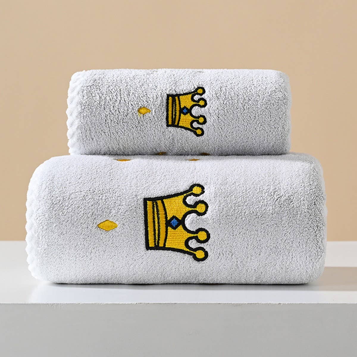 EMBROIDERED THICK CORAL FLEECE BATH TOWEL SET