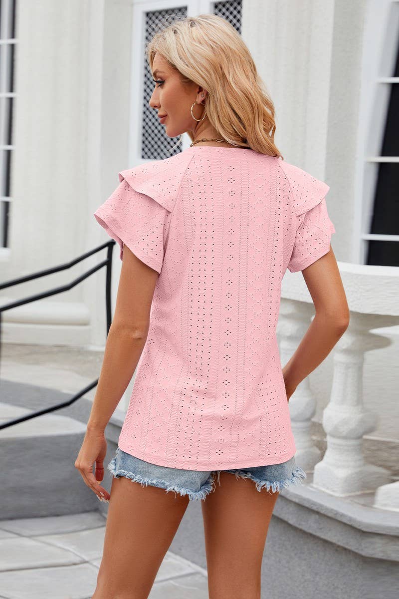 V NECK SOLID COLOR DOUBLE SLEEVED CASUAL T SHIRT_CWTSTS0287