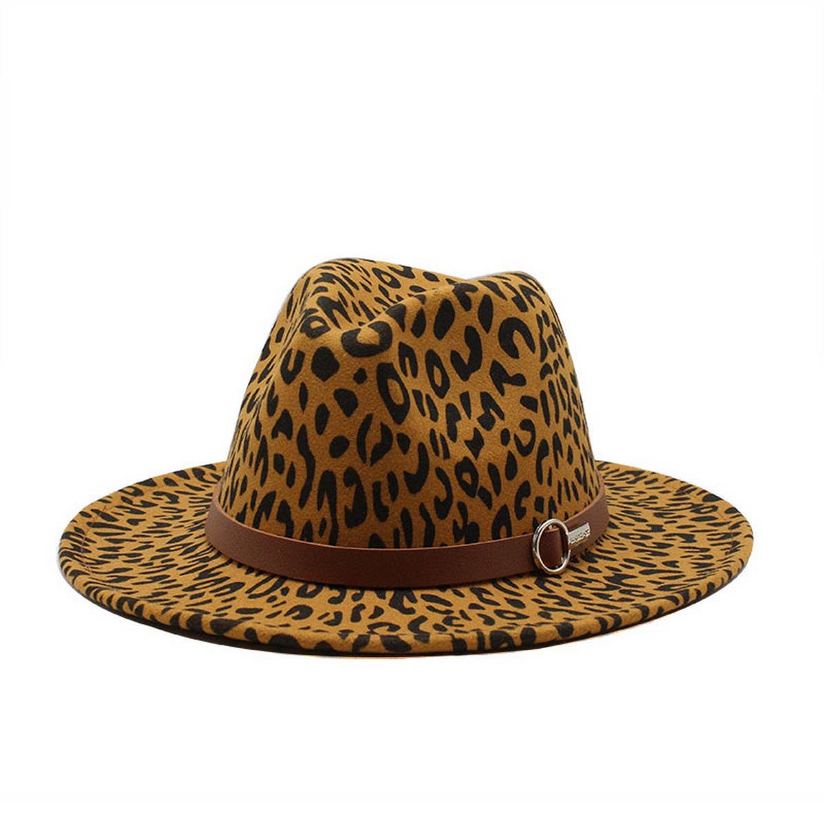 LEOPARD PRINT WOOLEN HAT JAZZ WIDE BRIM HAT_CWAH2547