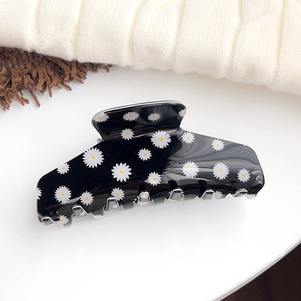 Colorful zebra print gripper French shark clip