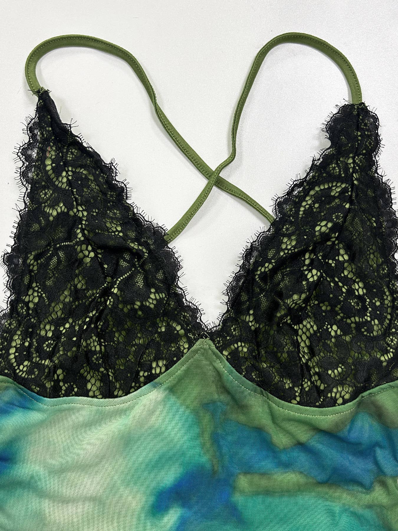 Lace cup-shaped mesh printed fishtail long dress