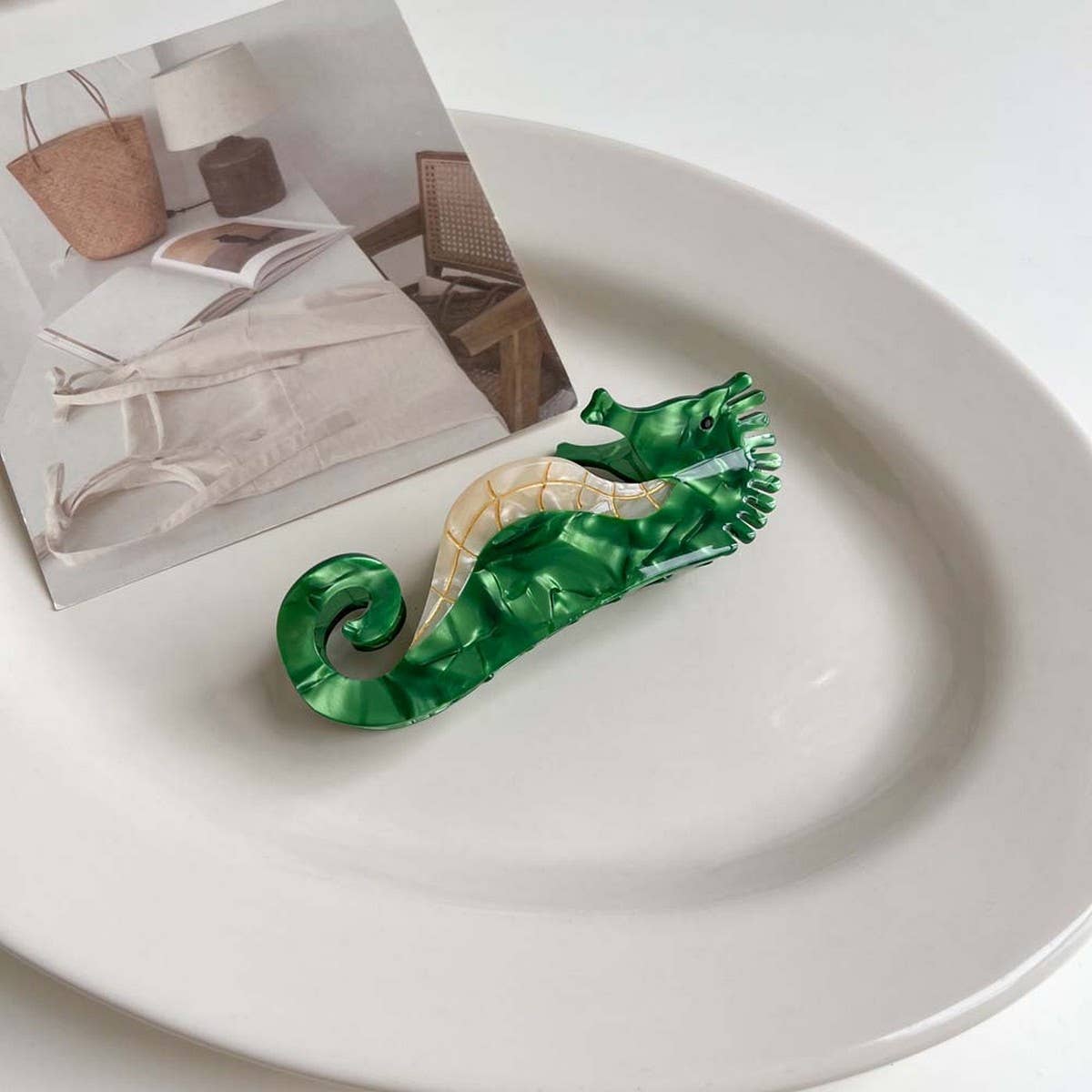 Sea Shell & Lobster Hair Claw, Ocean Animal Clip