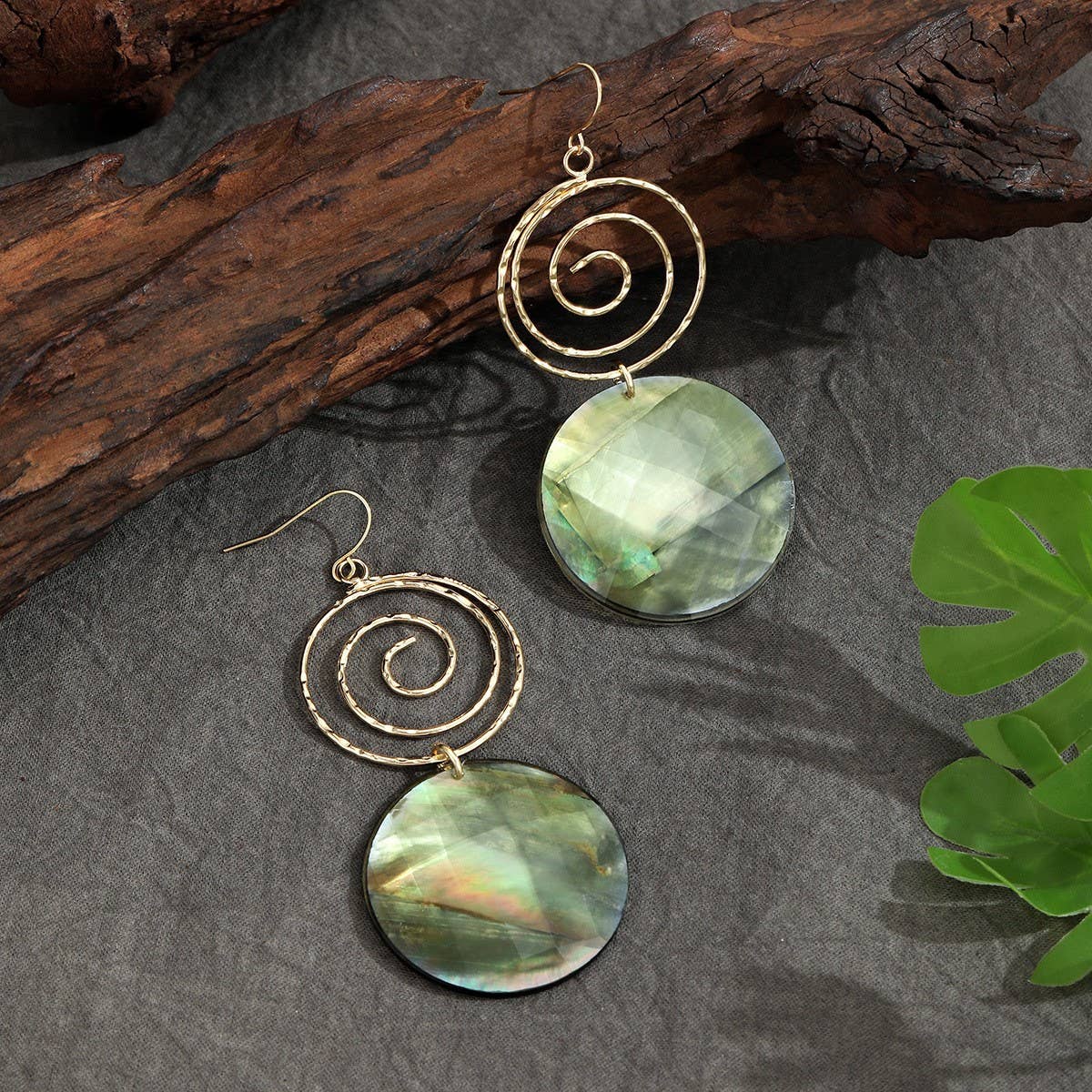 FASHIONABLE MOSQUITO COIL SHELL DISC EARRINGS