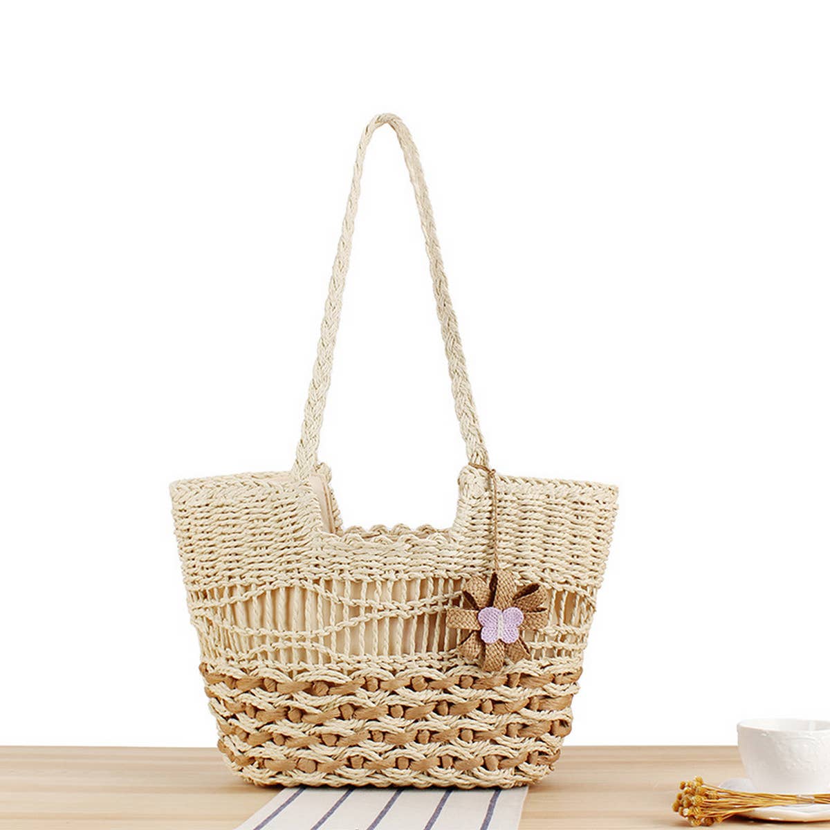 SEASIDE AND BEACH TRAVEL SIMIAN STYLE STRAW BAG_CWAB2015