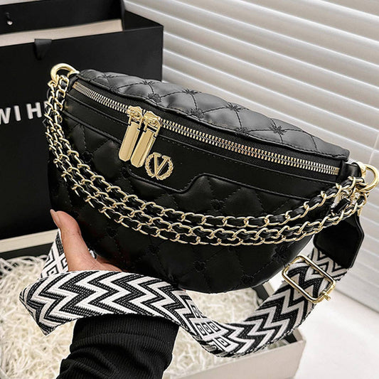 PU TRIPLE CHAIN STRAP BELT BAG,CROSSBODY BAG_CWAB0944