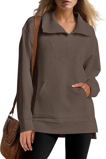 SOLID COLOR HALF ZIP LAPEL HEM IRREGULAR HOODIE