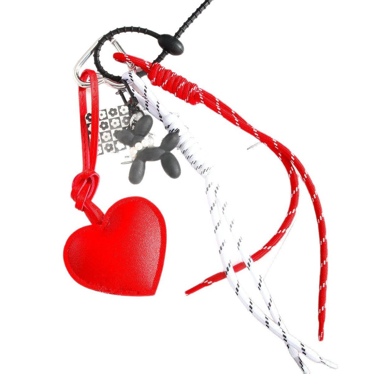 Fashion Red Leather Heart Handwoven Keychain_CWMM7742