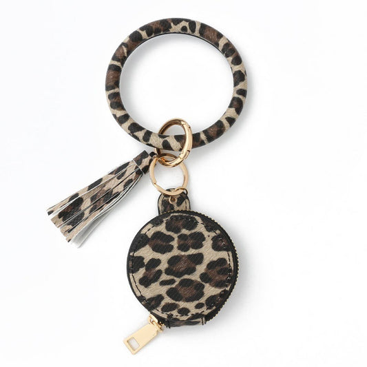 PU Leather Round Wristlet with Mirror & Pouch_CWMM7021