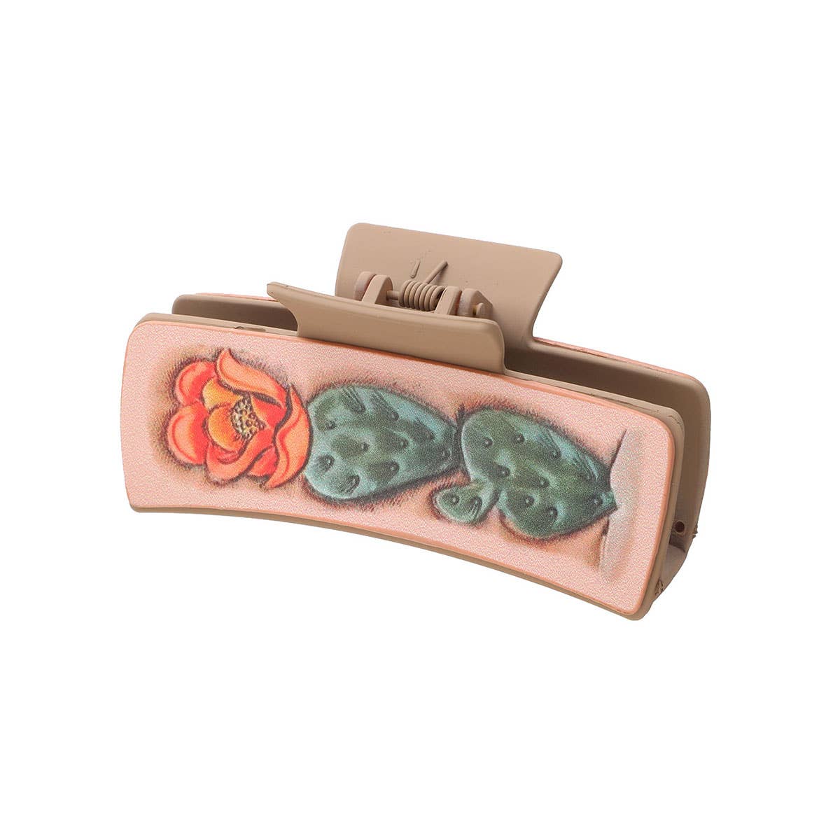 Western Cactus Sunflower Hair Claw - Leather Clip