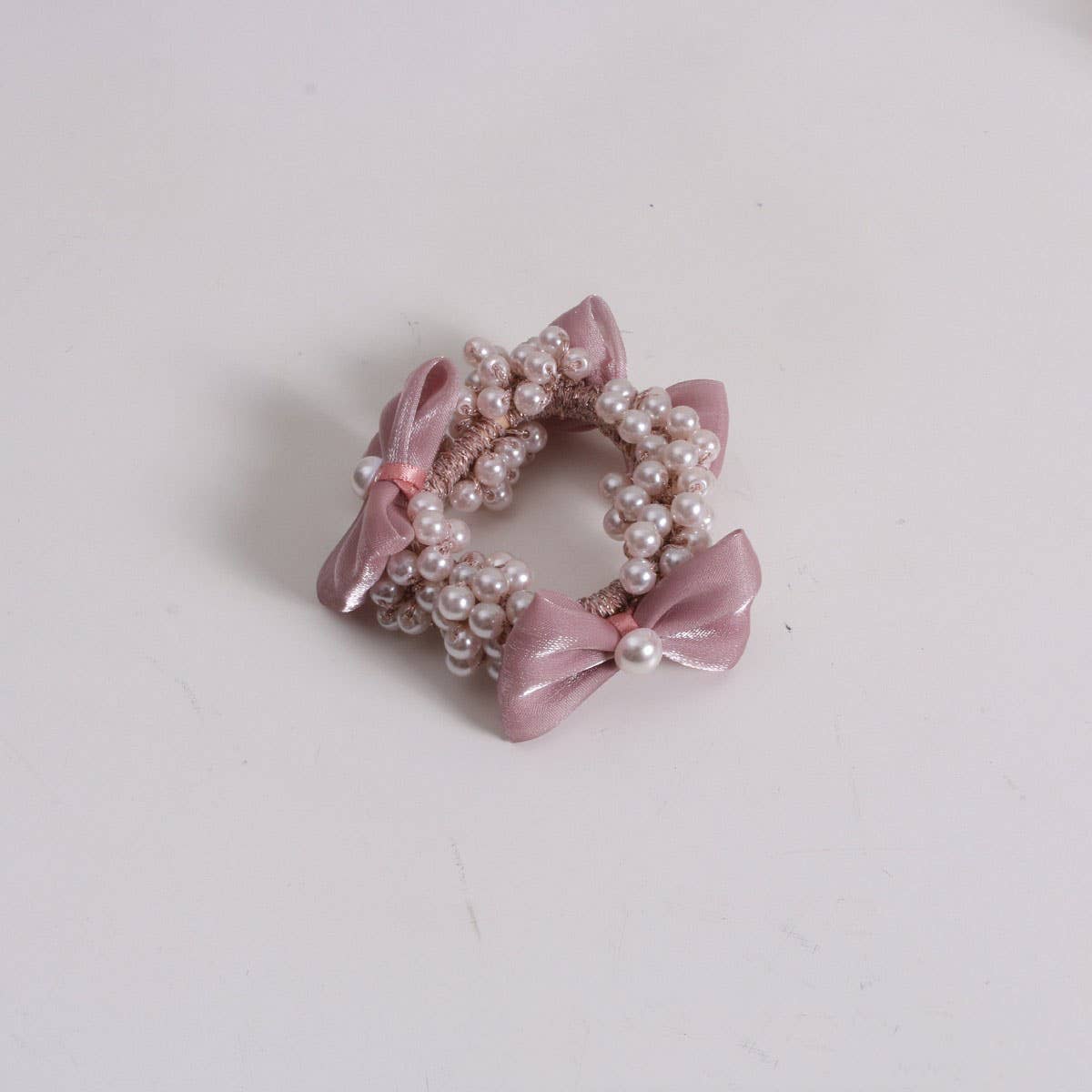 Boho Bow Pearl Scrunchie Sweet Summer Hair Tie_CWAHA6778