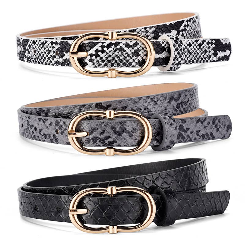 Personalized Snake-patterned metal buckle belt