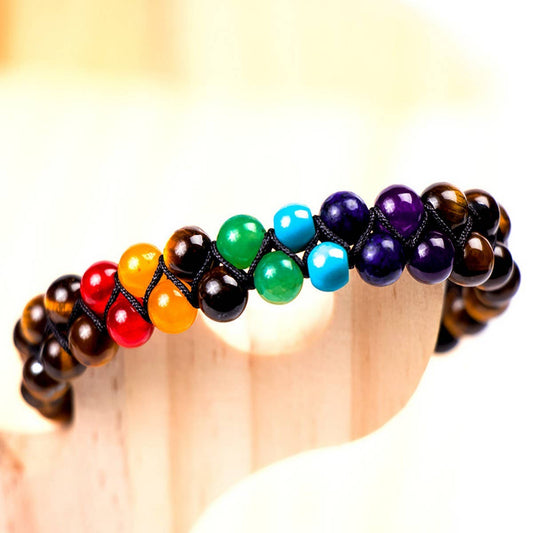 TIGER EYE COLORFUL FROSTED STONE BRACELET