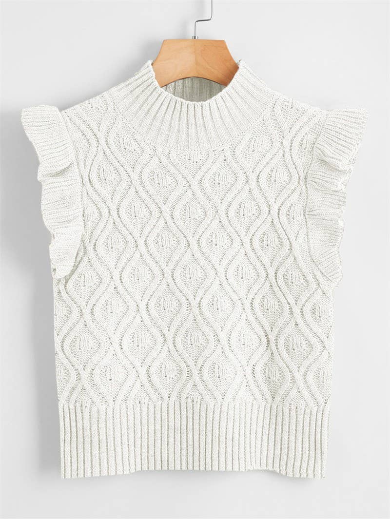 SLEEVELESS SOLID SWEATER WITH LOOSE TEMPERAMENT