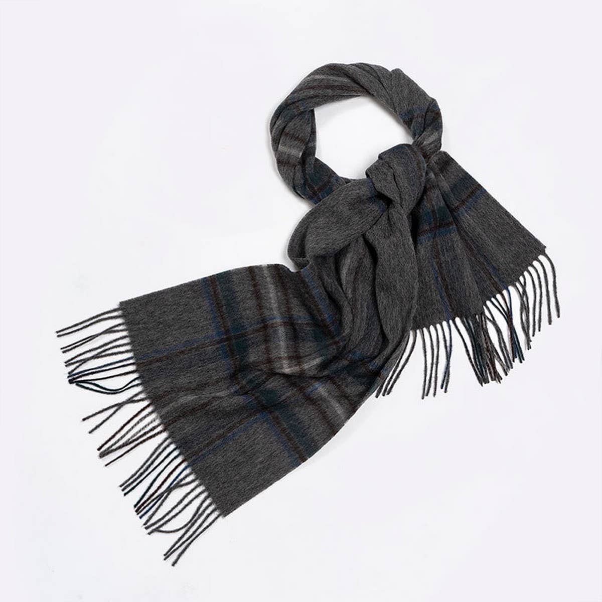 100% Wool Plaid Scarf Red Check Winter Warmth_CWASC2325