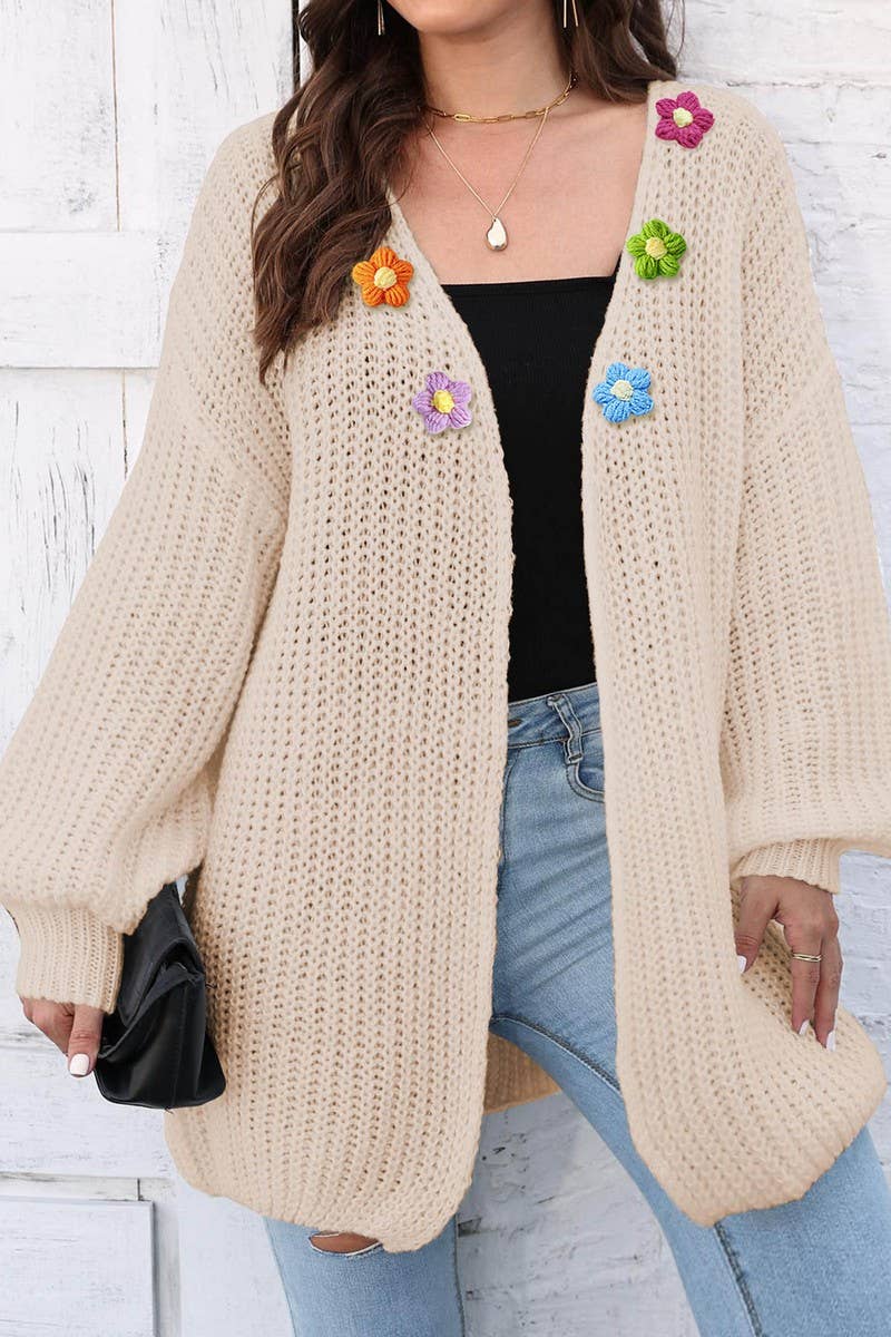 CWOSWL07389_WOMEN CHUNKY KNIT OPEN FRONT CARDIGAN