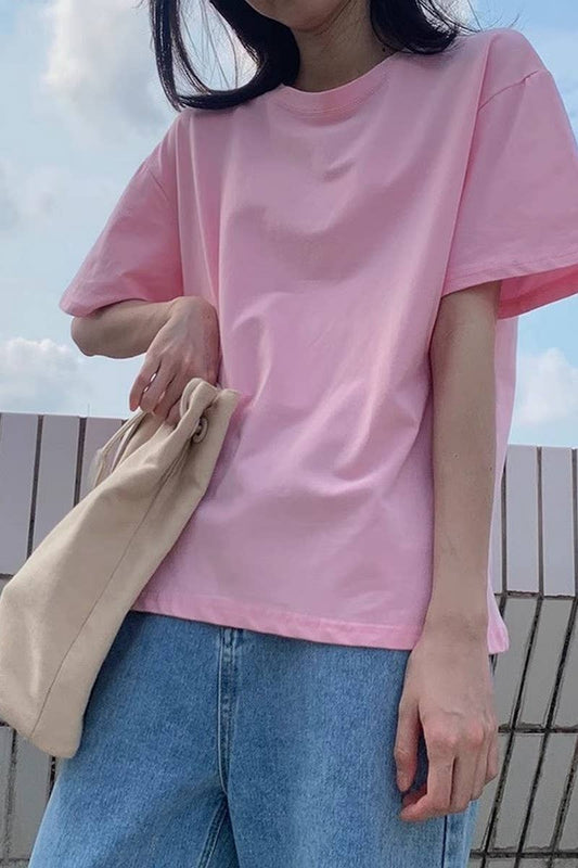 Cwtts0973_Solid Color Casual T Shirt