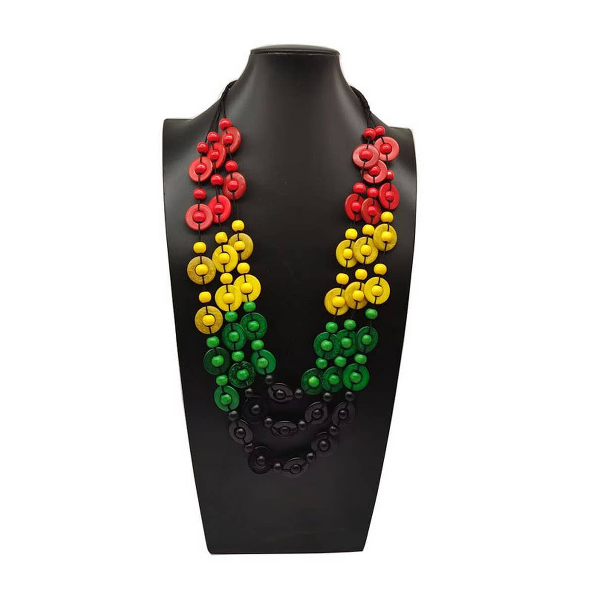 HAND-WOVEN COCONUT SHELL ROUND WOODEN BEAD NECKLACE