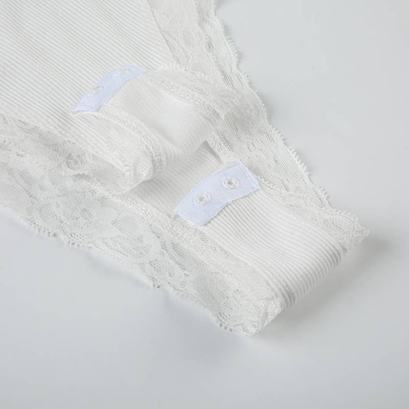 Lace patchwork bust solid color strap jumpsuit