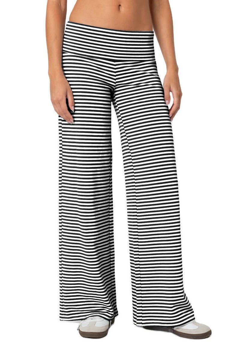 CWBLP1590_NAVEL-BARING STRIPED LOOSE WIDE-LEG PANTS