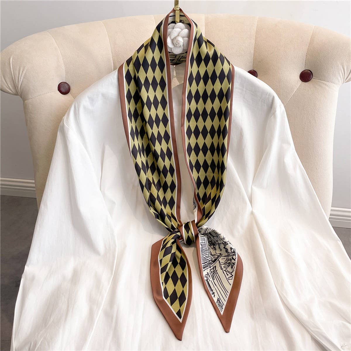 Skinny Silk Scarf for Hair, Neck or Bag Wrap_CWASC1512🎗️