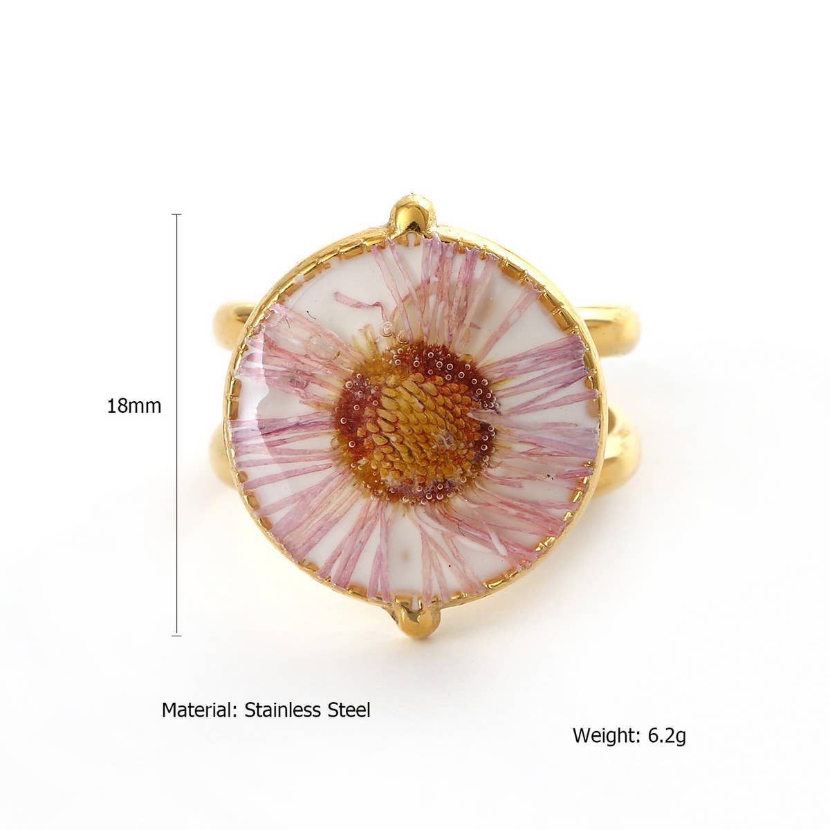 Open Adjustable Steel Ring with Dried Flowers_CWMM8930