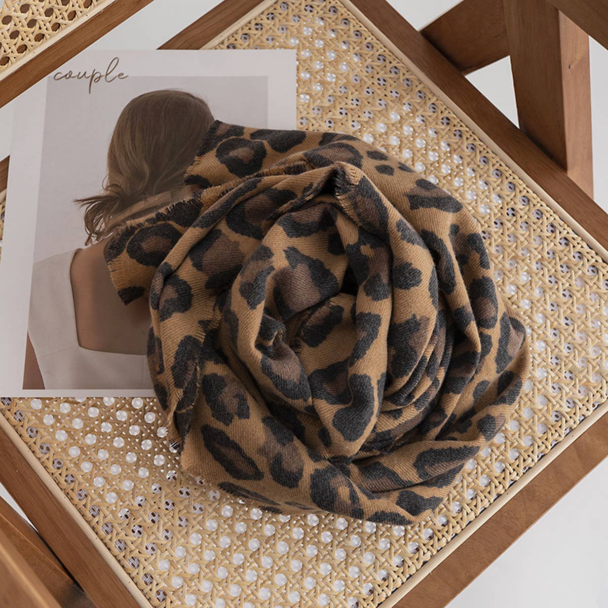 Leopard Print Scarf - Soft Tassel Wrap for Women
