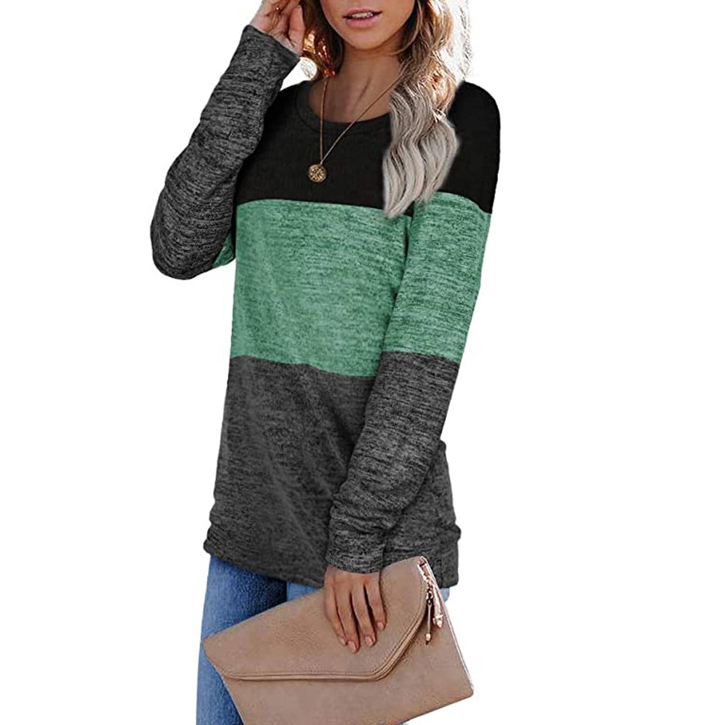WOMEN'S CREW NECK PULLOVER MATCHING COLOR HOODIE