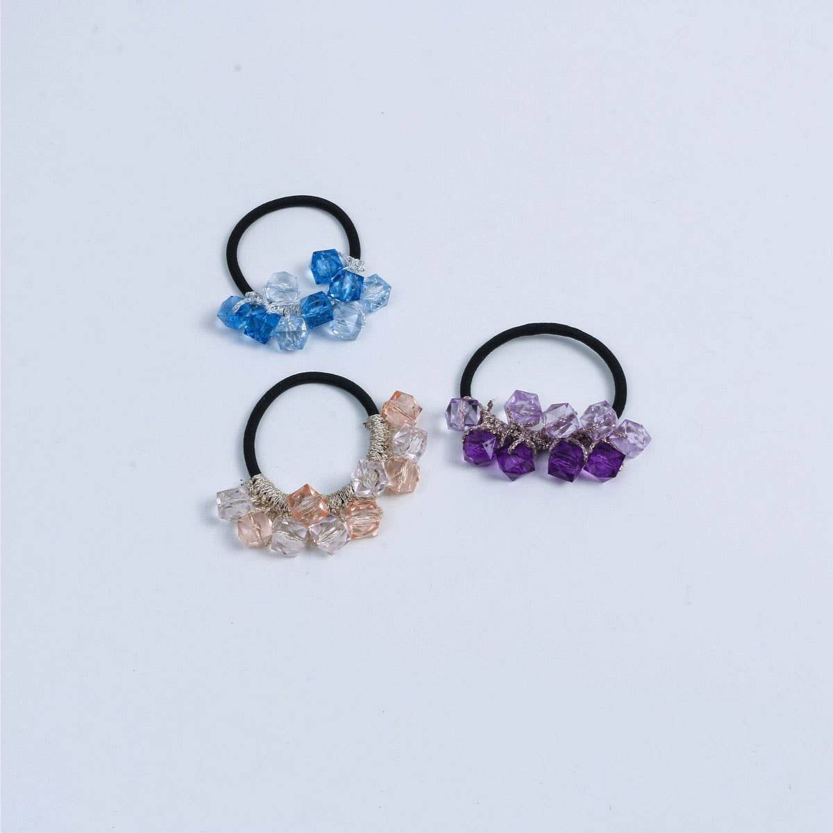 Fresh Clear Square Bead Hair Tie Cute Simple Band