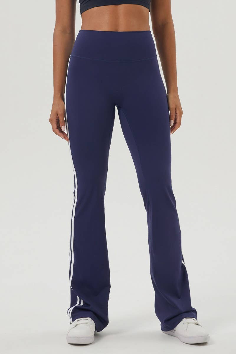 CWBLP1232_CONTRAST STRIPE SPORTS DANCE YOGA FLARED PANTS