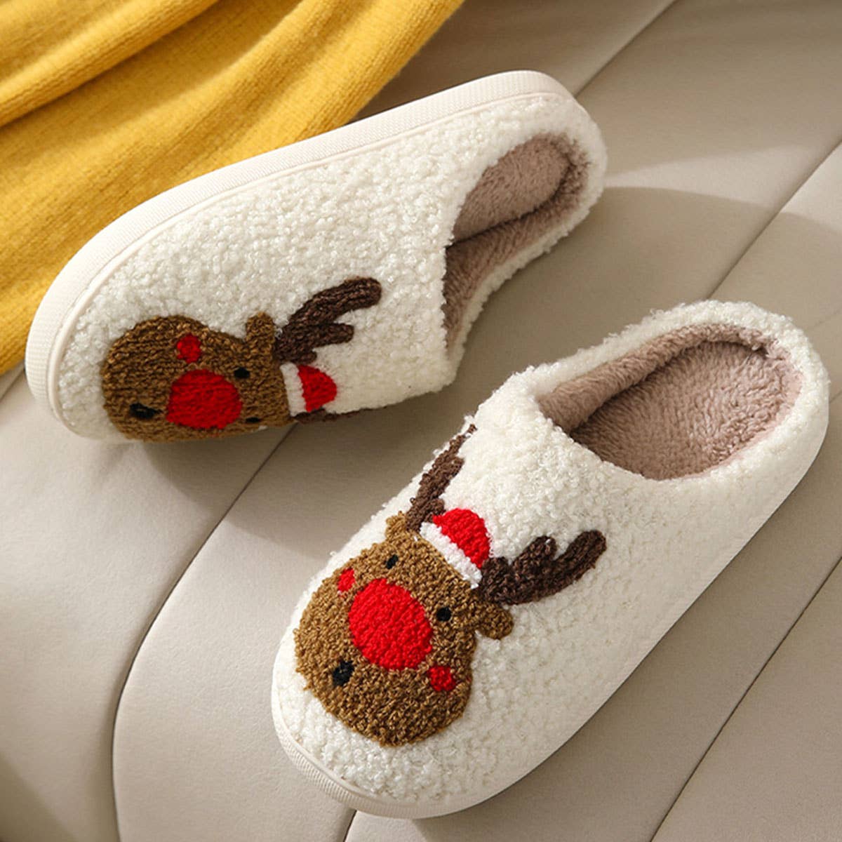 CHRISTMAS ELK NON-SLIP COTTON SLIPPERS