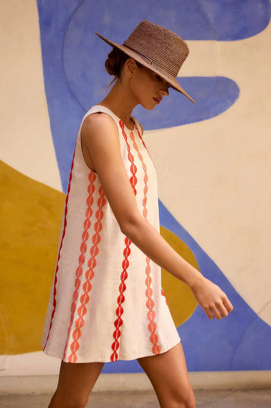 Round-neck pullover printed casual short dress