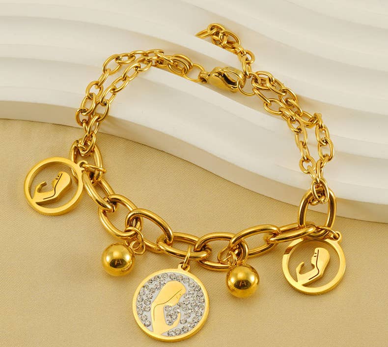 Stainless steel hollowed out girl bracelet