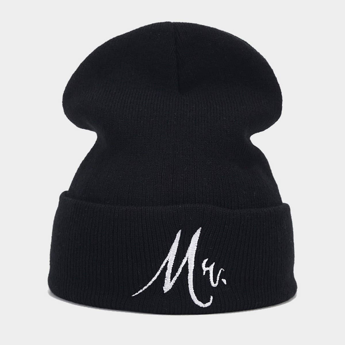 MRS MR EMBROIDERED KNITTED HAT FOR MEN AND WOMEN