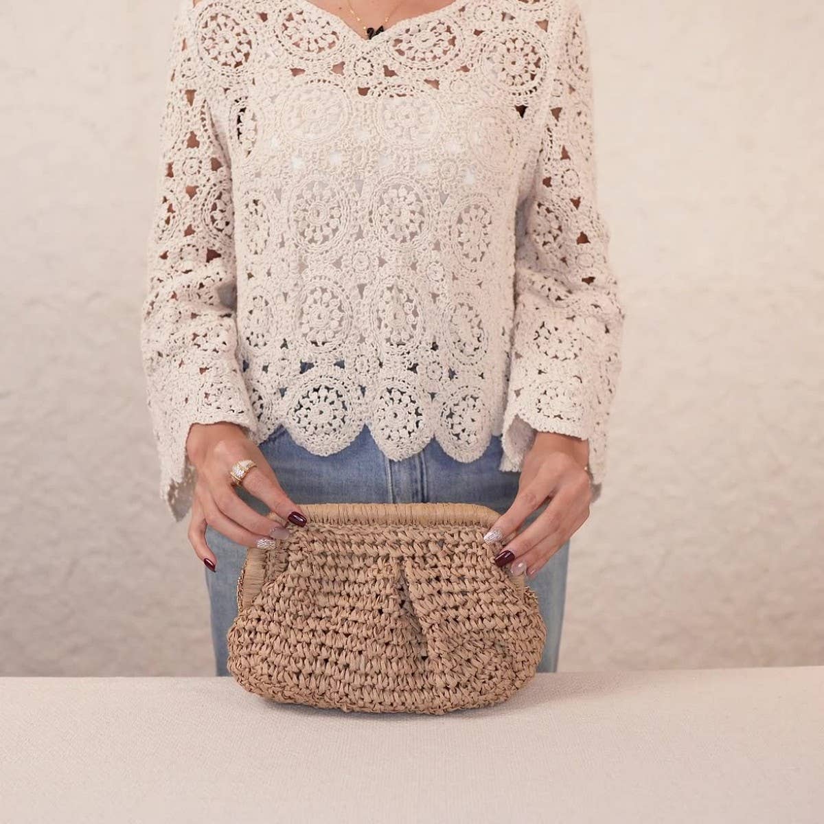 CROSSBODY SHOULDER STRAP PAPER ROPE WOVEN BAG_CWAB4719