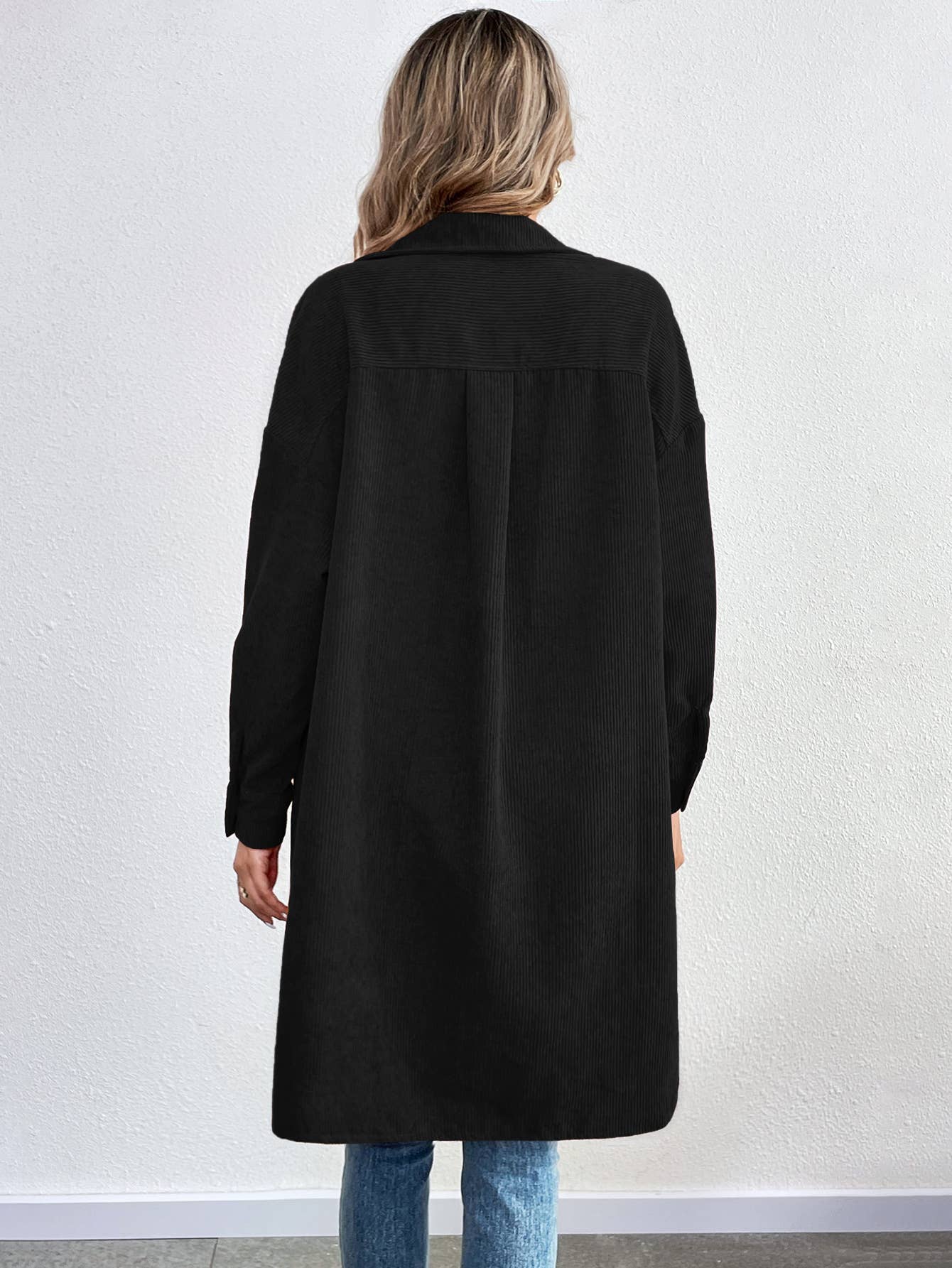 LONG SLEEVE SINGLE BREASTED CORDUROY LONG CARDIGAN