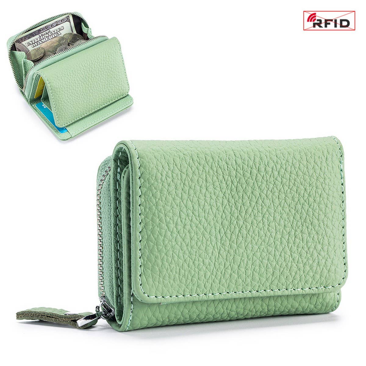 TRIFOLD MINI LARGE CAPACITY LEATHER WALLET_CWAB3703