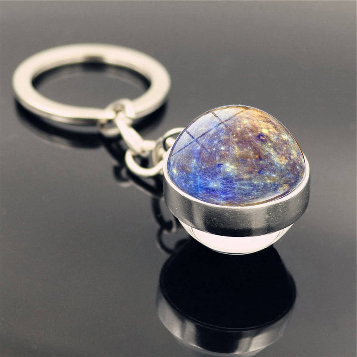 DOUBLE SIDED GLASS BALL KEYCHAIN PENDANT JEWELRY