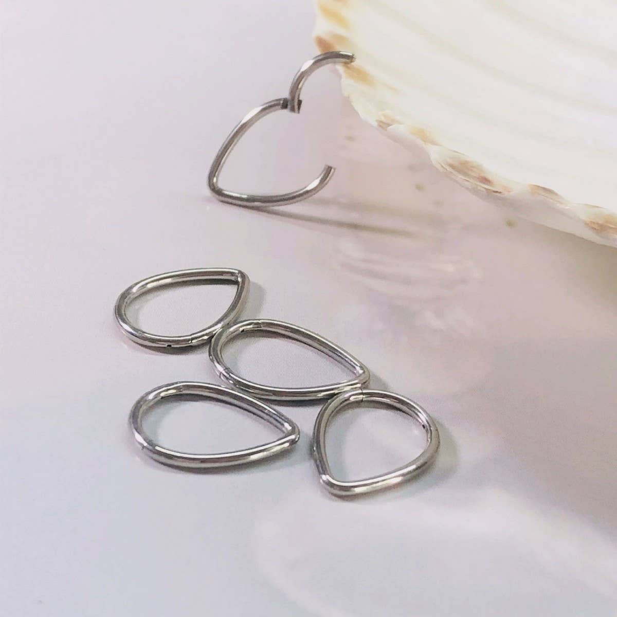 Teardrop Geometric Nose Ring in Stainless Steel