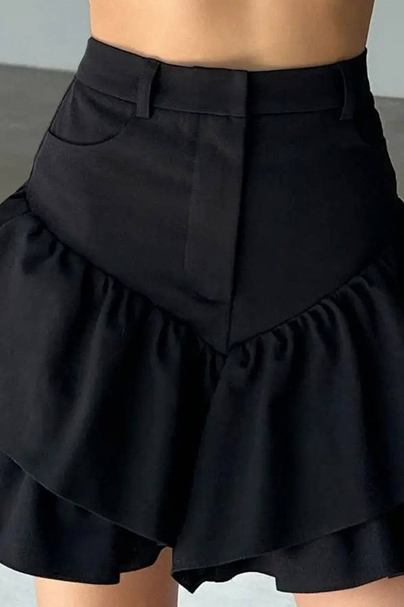 CWBSS0350_SOLID COLOR HIGH WAIST A-LINE CAKE SKIRT