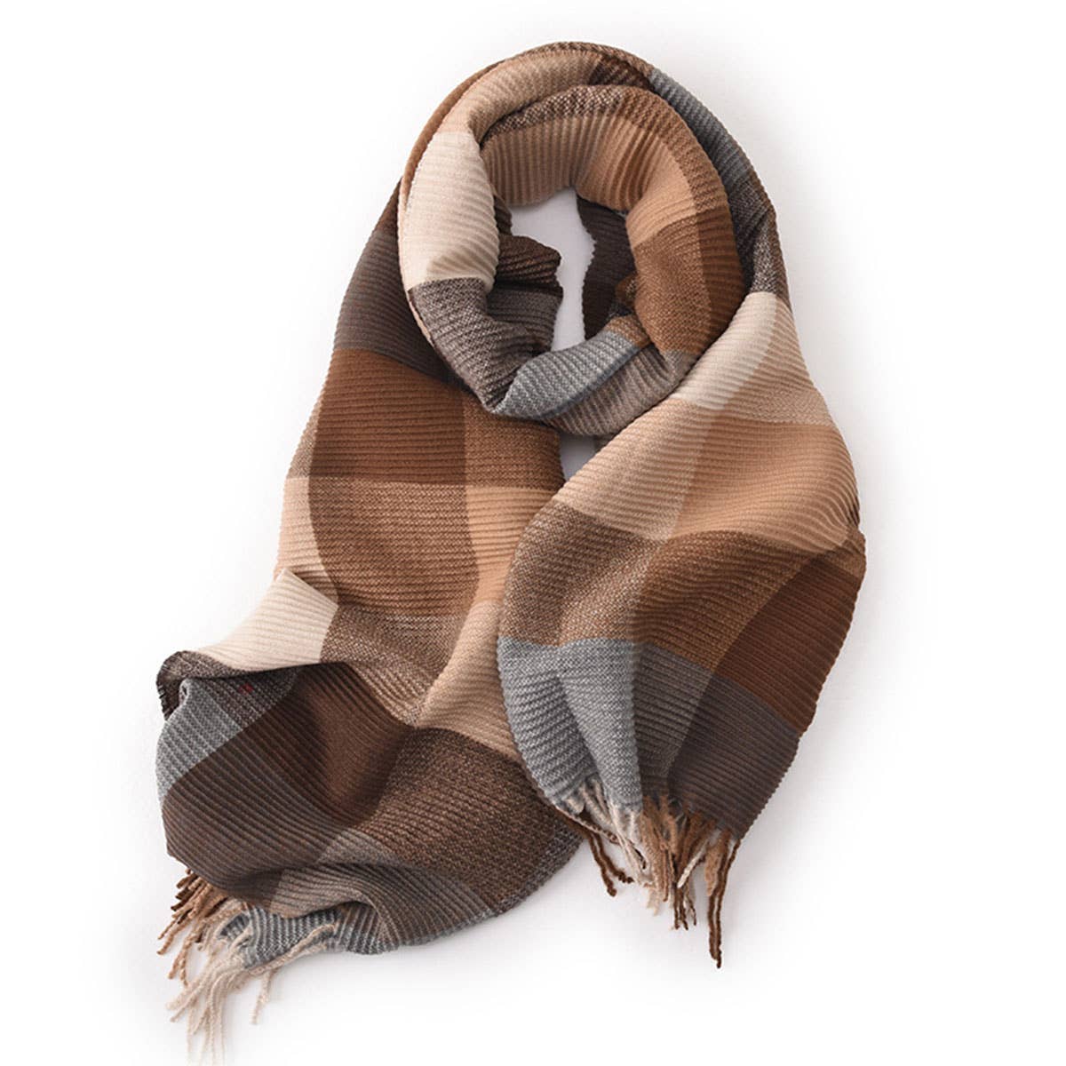 Crinkle Plaid Winter Scarf ? Unisex Soft Wrap