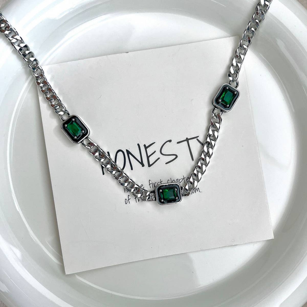 SIMPLE GEMSTONE NECKLACE_CWAJE1276