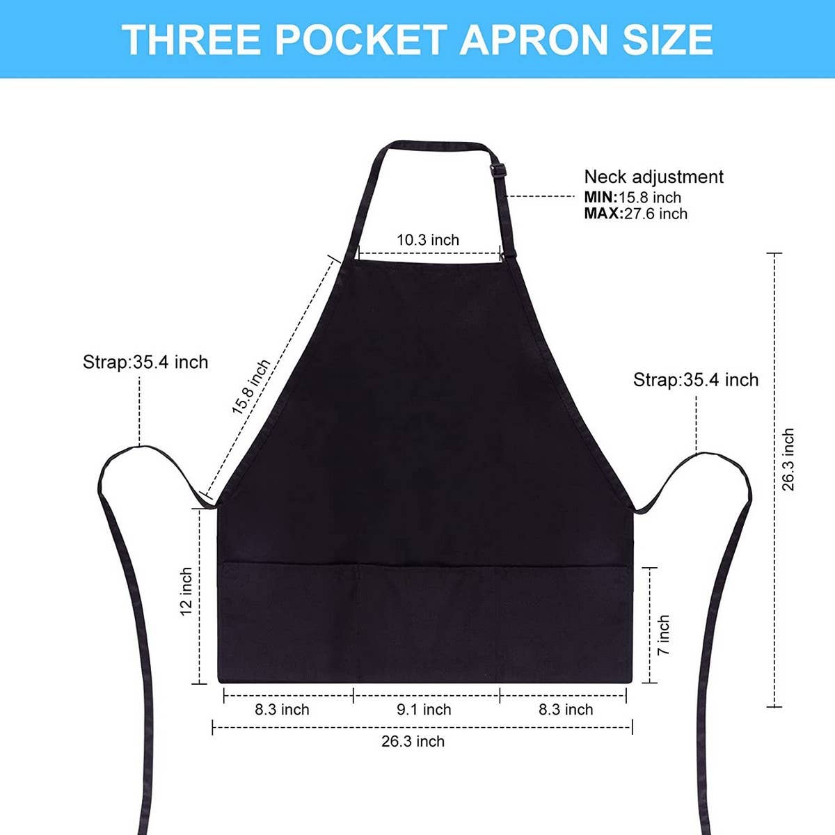CWMM1822_Neckline Solid Color Pocket Work Apron